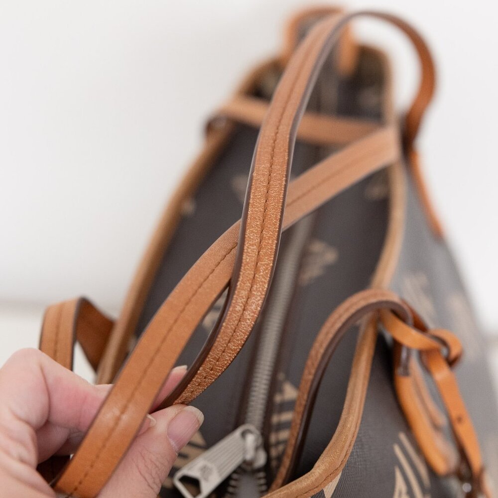 Lauren Ralph Lauren Brown Monogram Tote Bag Shopper Purse Handbag - Picture 7 of 11